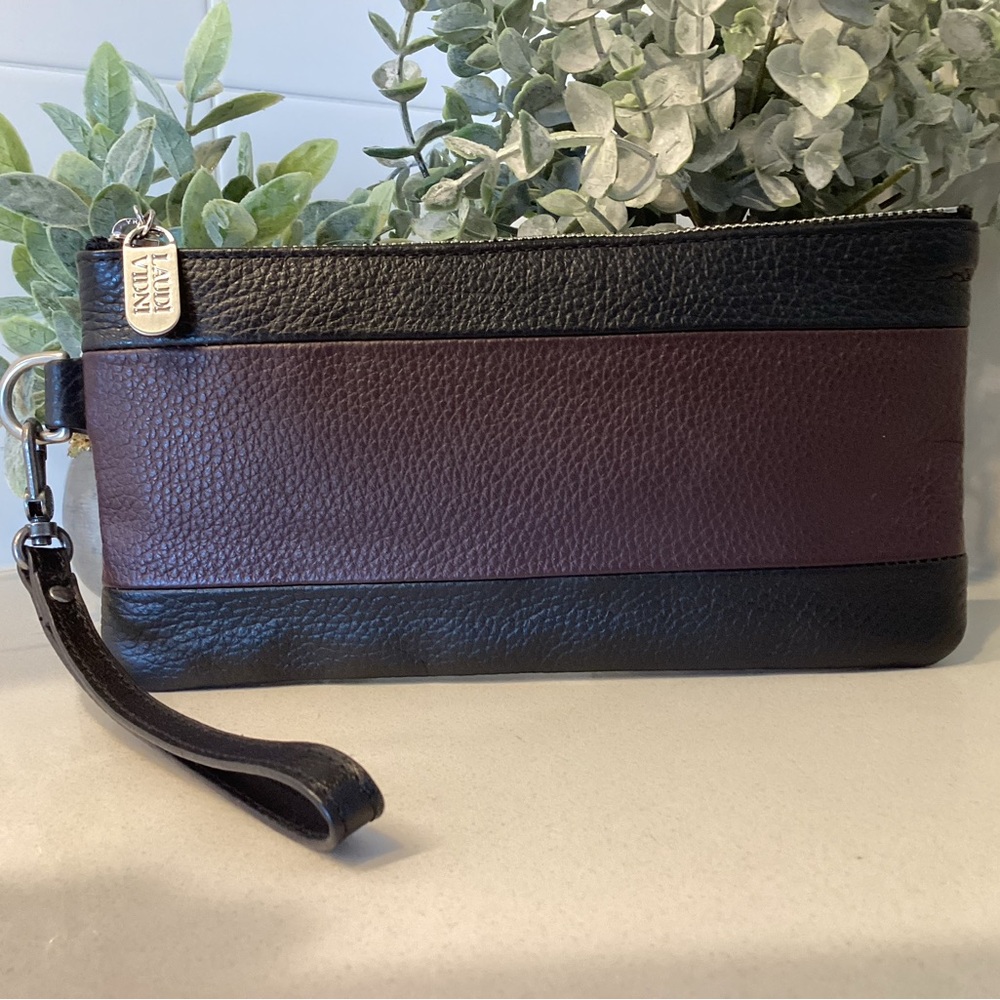 Laudi Vidni Black and Plum Wristlet or Clutch Bag